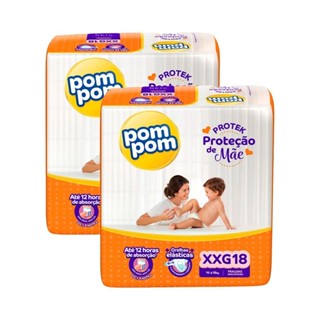 Kit 2 Fraldas Pom Pom Protek Proteção de Mãe Jumbo XXG com 18un cada em Oferta na Shopee