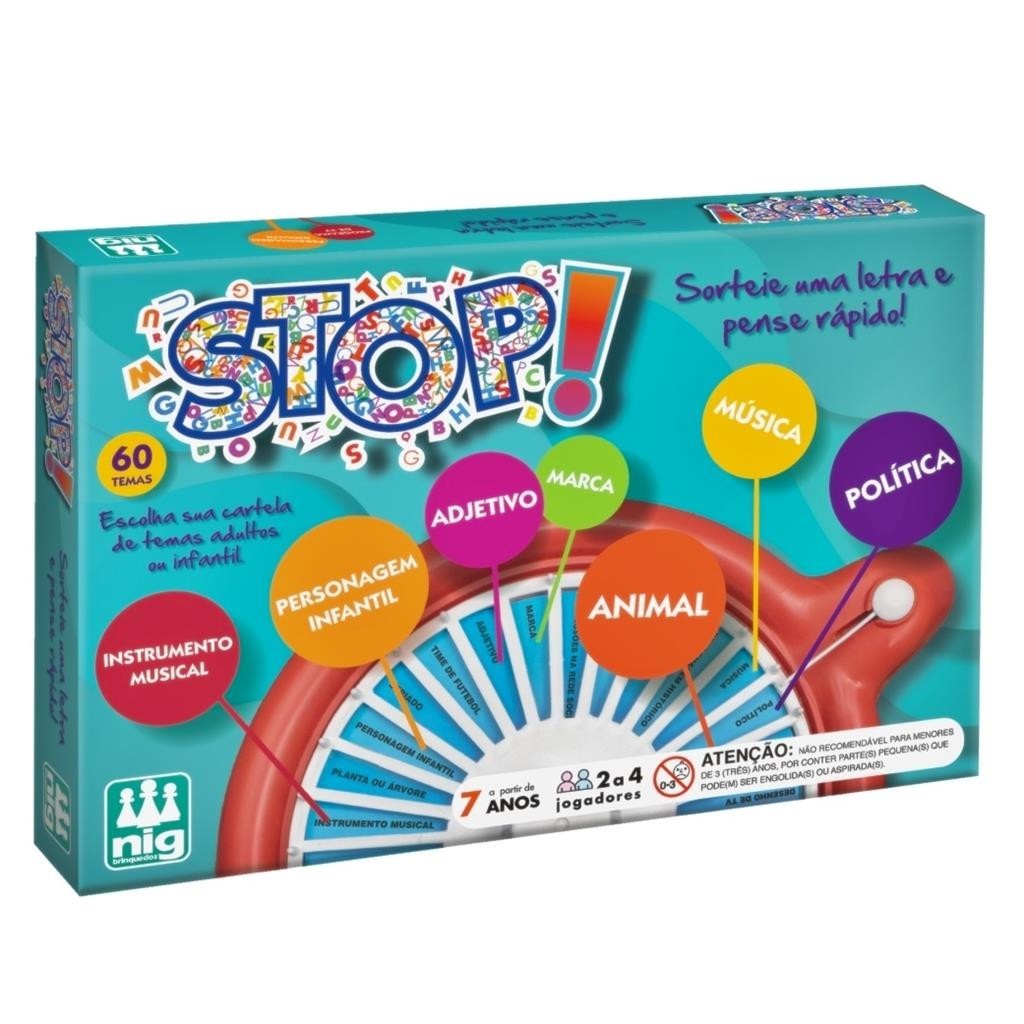 Jogo Stop Classico Com Roleta Pense Rapido Desafio De Palavras Divertido Tabuleiro Educativo - Nig Brinquedos