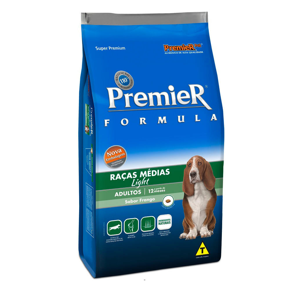 Premier Formula Cães Adultos Raças Médias Light 15Kg