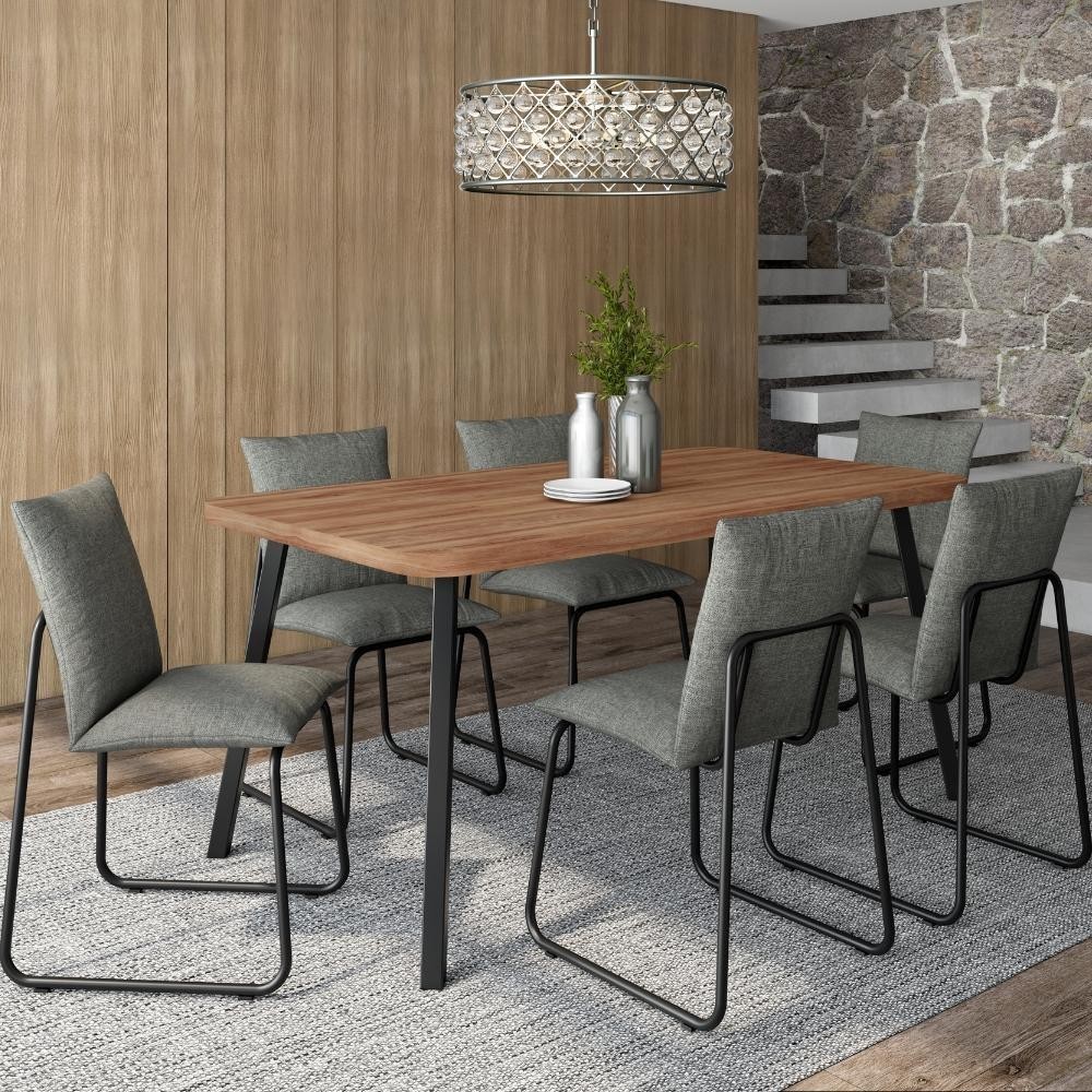 Conjunto Sala de Jantar 6 Cadeiras Di Nettuno Carraro Nogal Preto - Home & Living