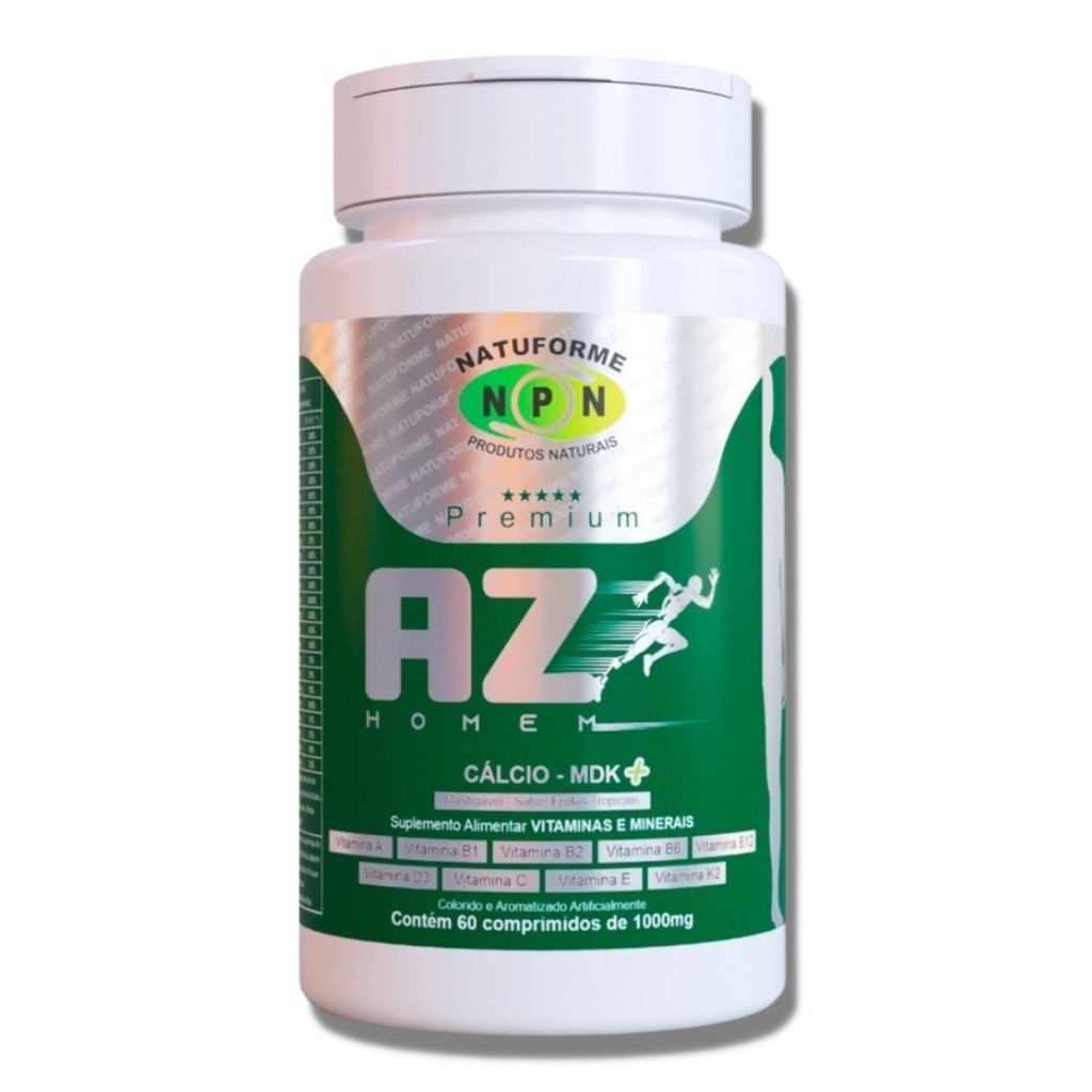 Multivitamínico A-Z para Homens com Cálcio MDK 60 comprimidos mastigável