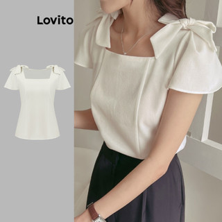 Lovito Blusa com Laço para Mulheres L80ED077
