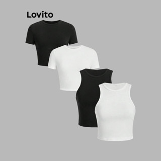 Lovito Casual Regata Básica Crop para Mulheres L80ED368
