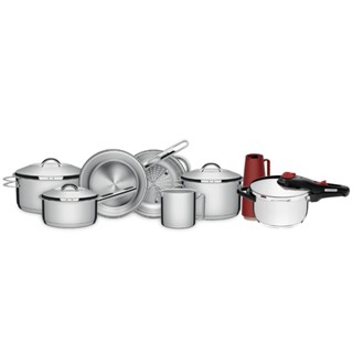 Jogo Panelas Tramontina Solar Inox 7 Peças Fundo Triplo em Oferta na Shopee