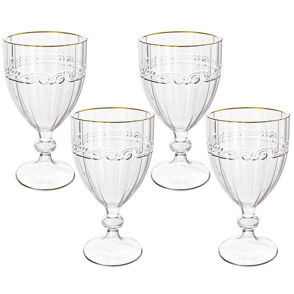 Jogo De Taças De Cristal Transparente Fio De Ouro Imperial 330ml 4 Peças - Lyor em Oferta na Shopee