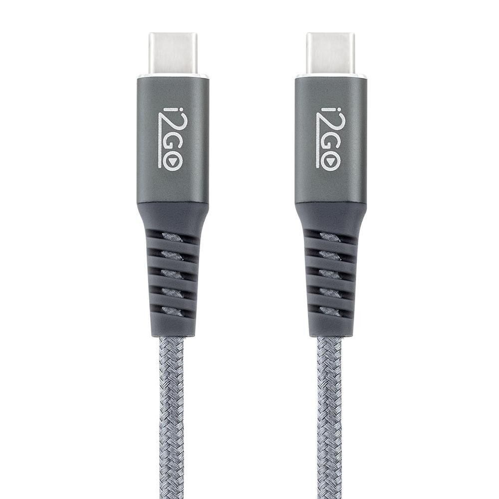 Cabo USB-C + USB-C i2GO 2m 3a Nylon Trançado Chumbo em Oferta na Shopee