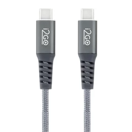Cabo USB-C + USB-C i2GO 2m 3a Nylon Trançado Chumbo