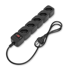 Filtro De Linha Protetor Eletrônico Régua Com 5 Tomadas Bivolt EPE 205+ Preto Intelbras Dupla Proteção Cabo Longo