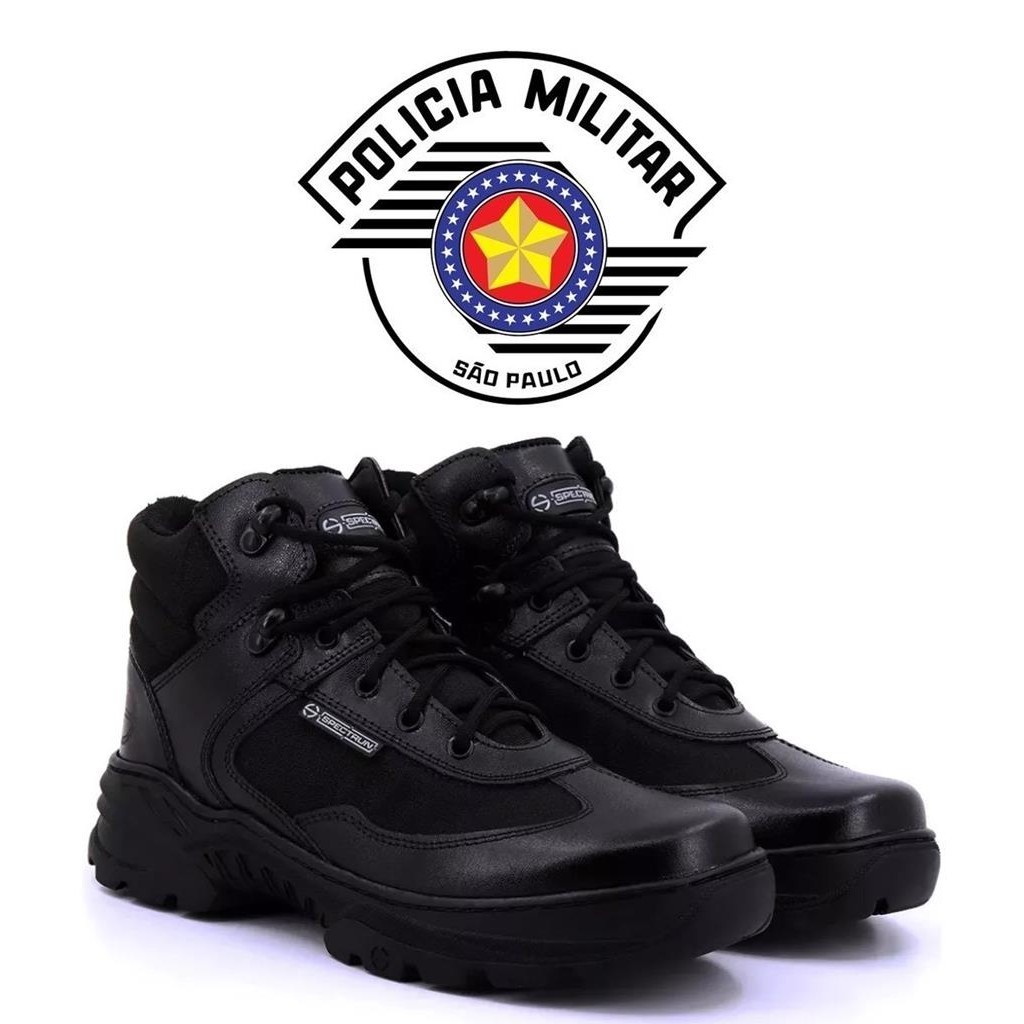 Coturno Bota Pm Oficial Couro Legitimo Policia Extra Leve militar