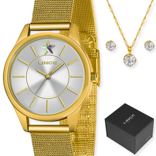 KIT RELÓGIO LINCE FEMININO DOURADO LRGJ147L S1KX em Oferta na Shopee
