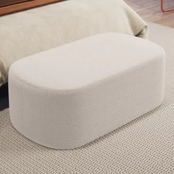 Puff Decorativo Orgânico para Living Quarto 100cm Doha W01 Bouclê Creme - Lyam Decor