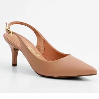 Scarpin Vizzano Slingback Salto Fino Médio - Bege em Oferta na Shopee