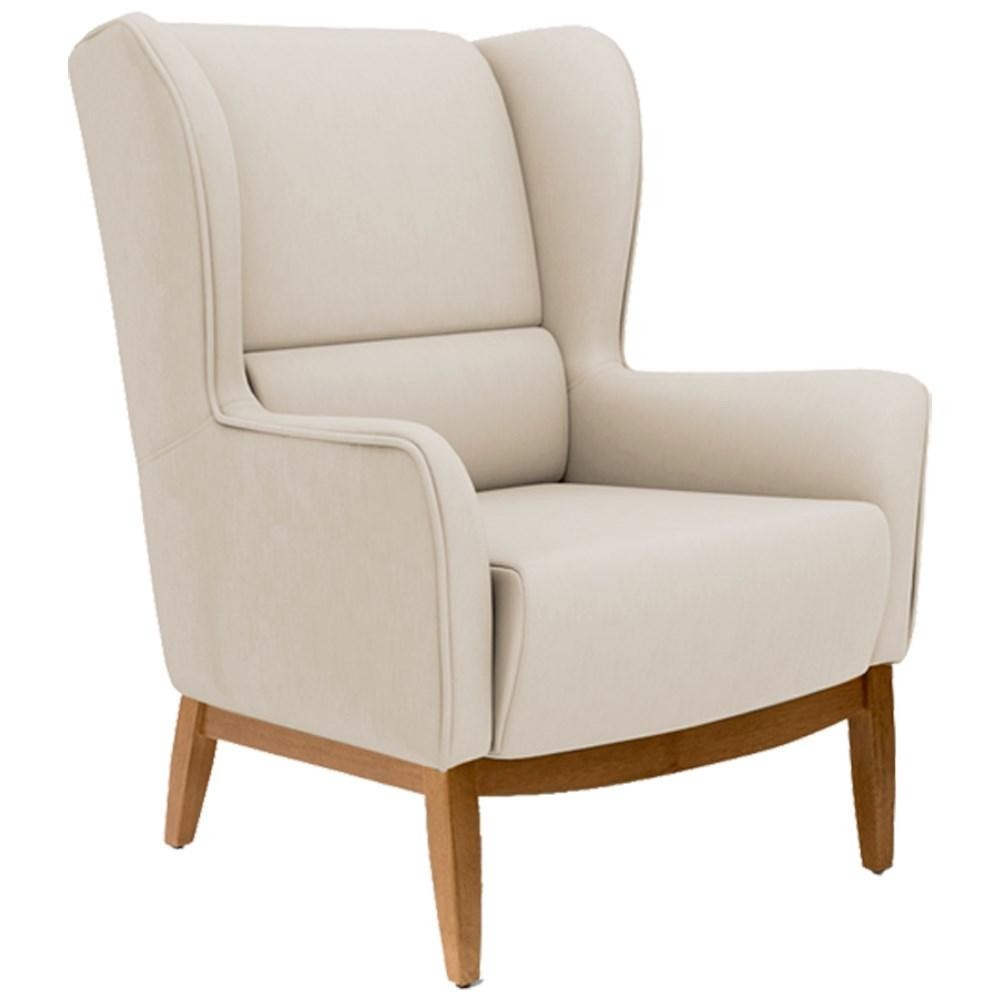 Poltrona Decorativa Base Manu Madeira Milena Veludo C-309 Bege - Domi em Oferta na Shopee