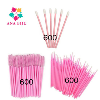 Kit - 600 Escovinhas + 600 Microbrush + 600 Aplicador de Batom Alongamento Cilios-INLIS A…