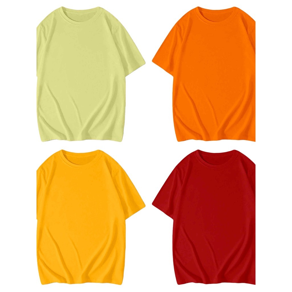 T Shirt Sem Estampa Básica Larga Camiseta Lisa Sortidas Kit 04 Peças Blusa Conjunto Colorida Camisa