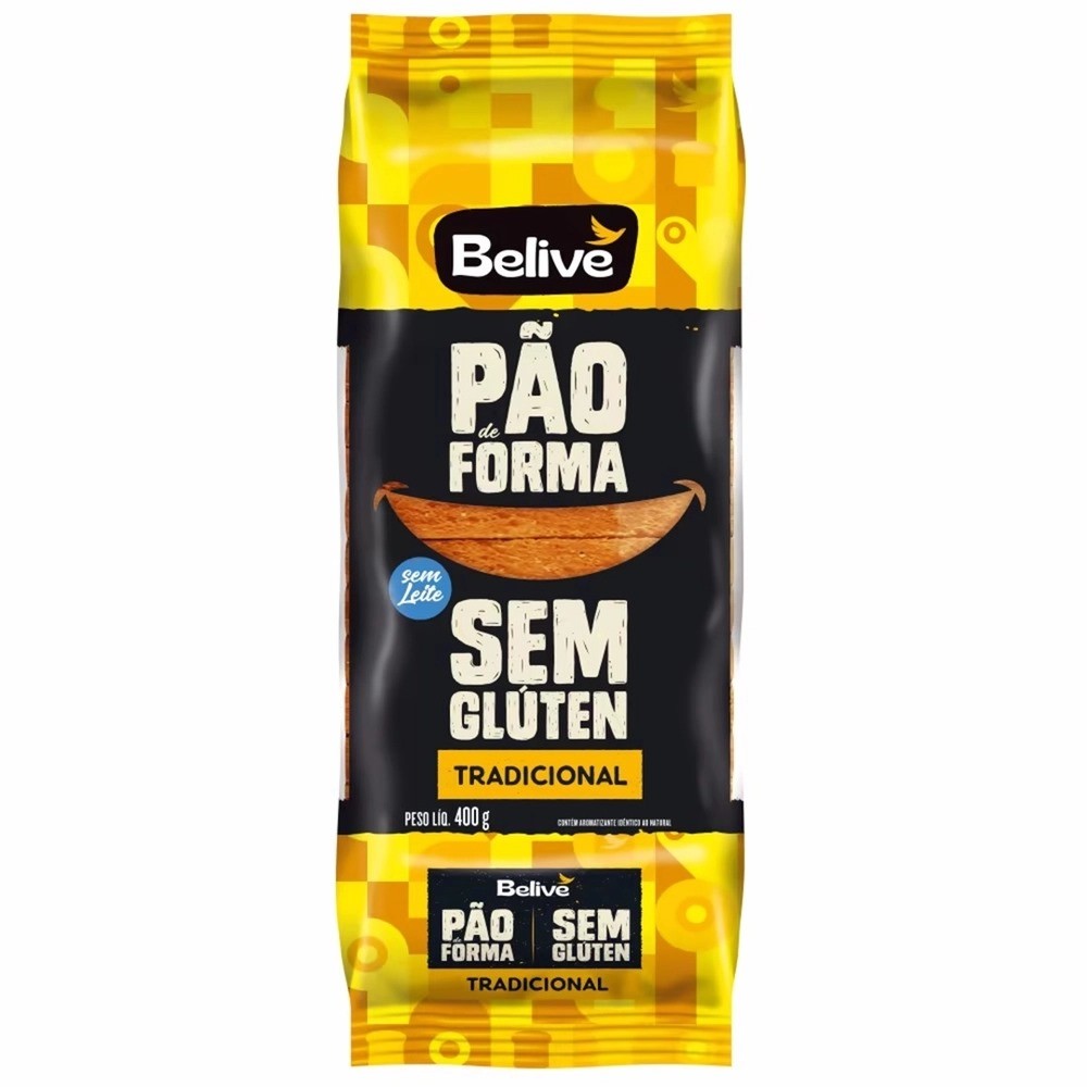 Pão de Forma Sem Glúten Tradicional 400g - Belive