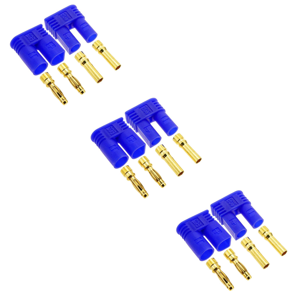 3 Pares de Conectores Plug energia EC2 Azul Macho + Fêmea Modelismo projetos