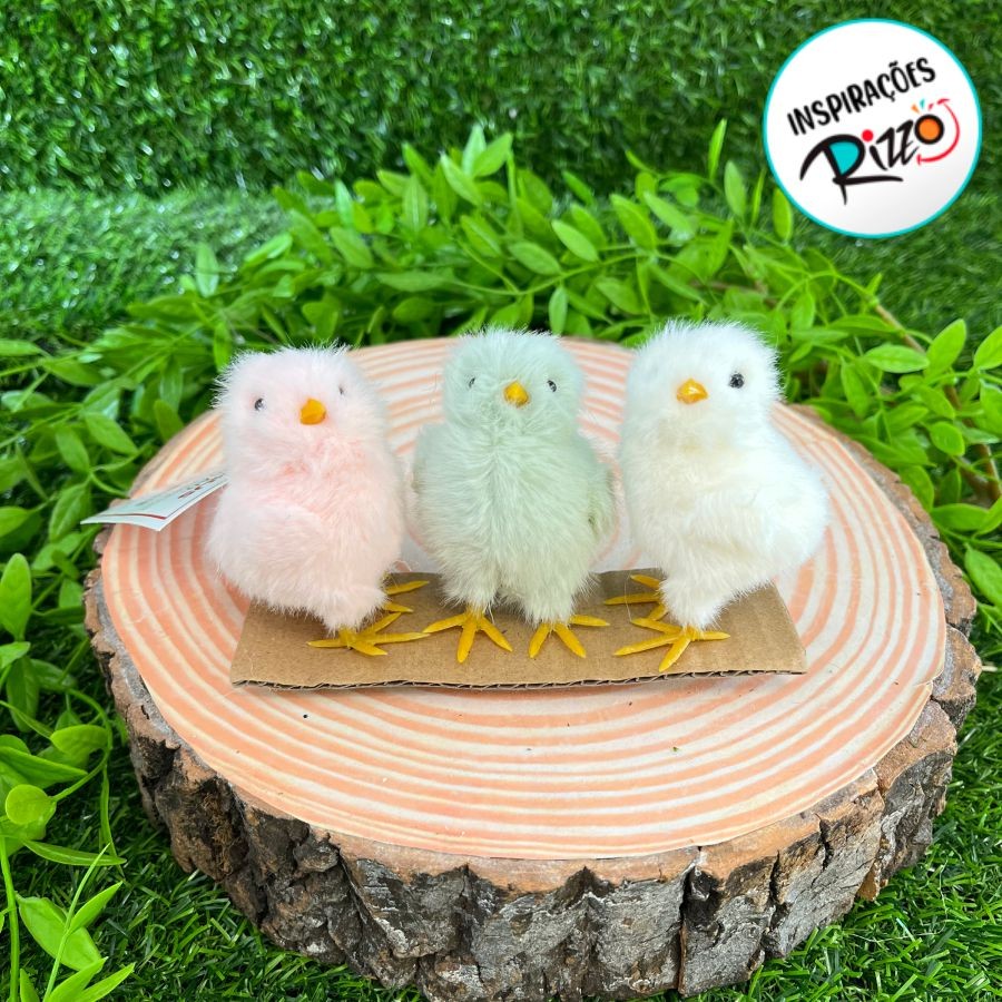 Enfeite Decorativo Páscoa - Trio de Pintinhos Rosa / Verde / Branco - 7cm - 1 unidade - Cromus - Rizzo em Oferta na Shopee