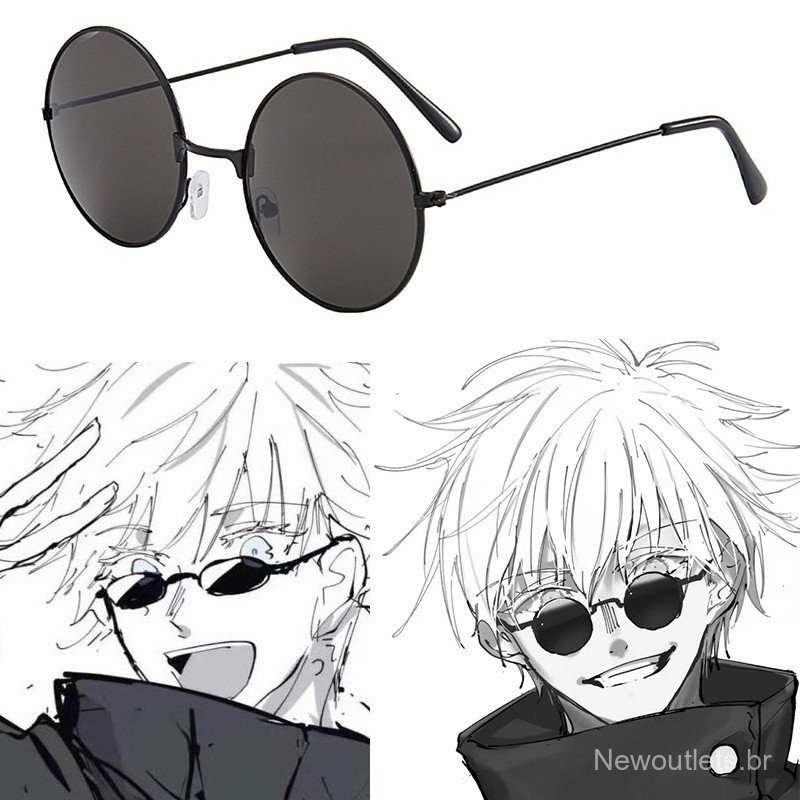 ACE Anime Jujutsu Kaisen Gojo Satoru Cosplay Acessórios Black Glasses Round Structure Steampunk Óculos de sol Acessórios em Oferta na Shopee