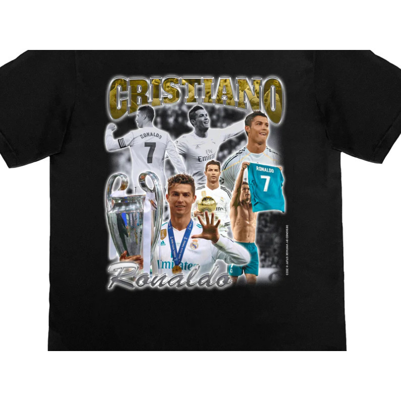 Camisa Camiseta Preta Unissex Algodão Time Futebol Jogador Cristiano Ronaldo !!