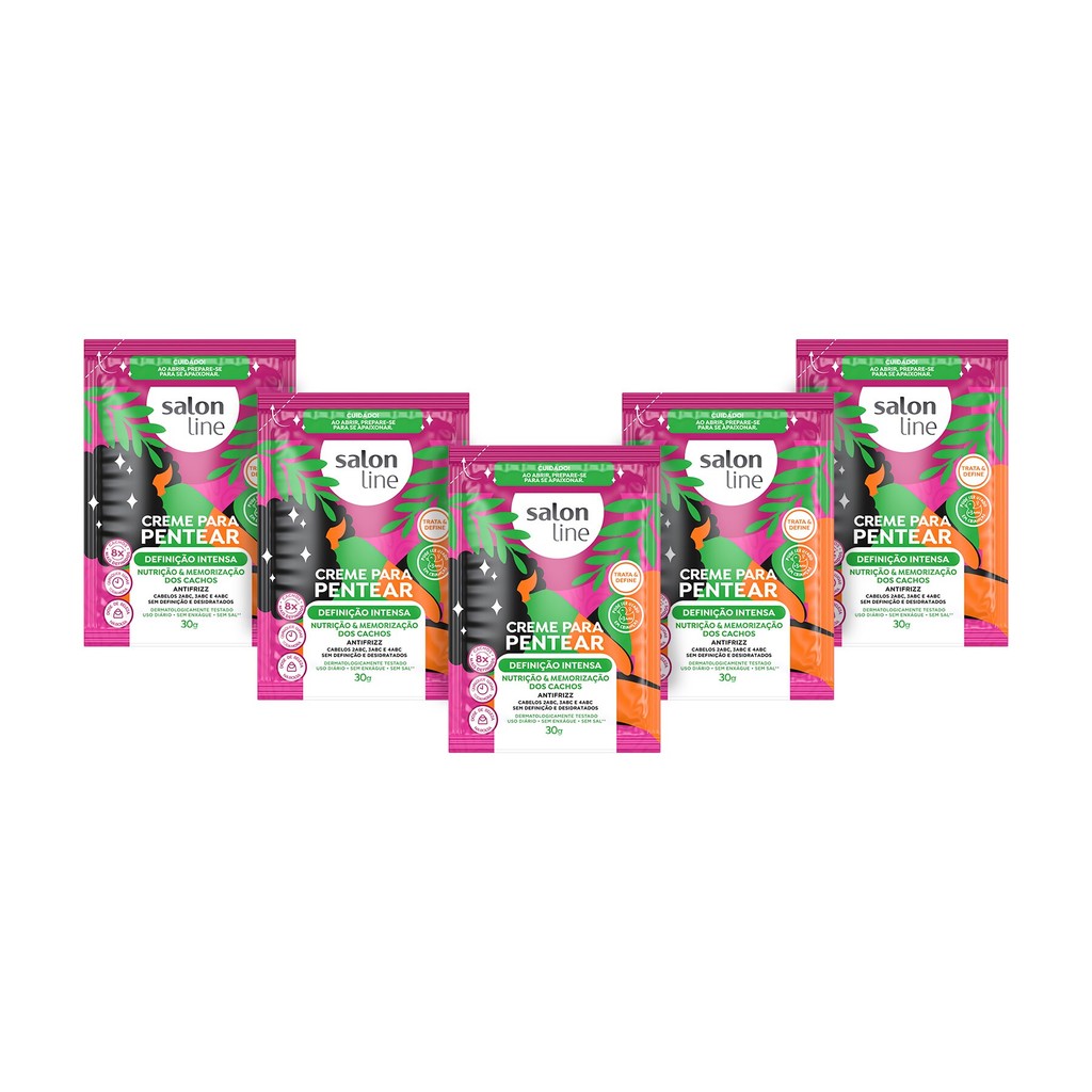 Kit com 5 unidades de Sachê Creme para Pentear Definição Intensa 30g - Beauty
