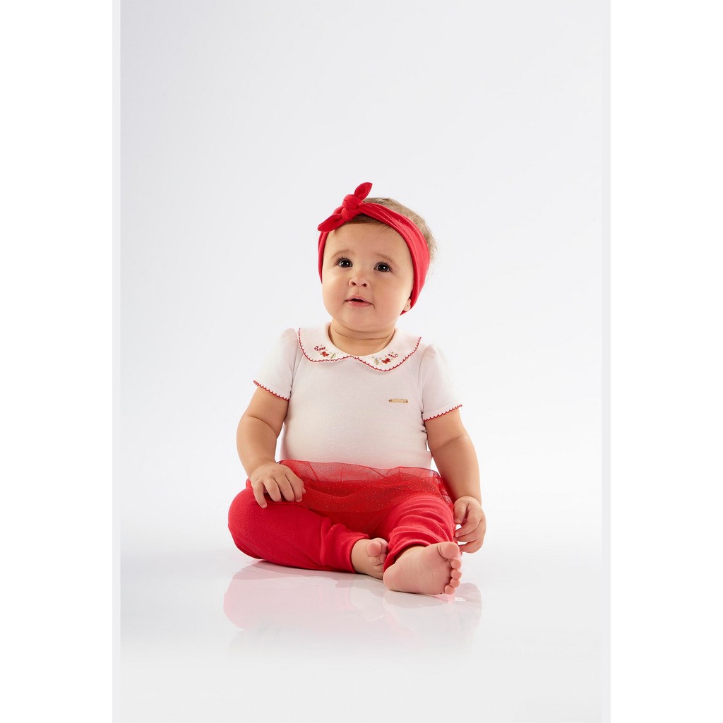Conjunto para Bebê Menina com Body e Calça em Suedine Up Baby