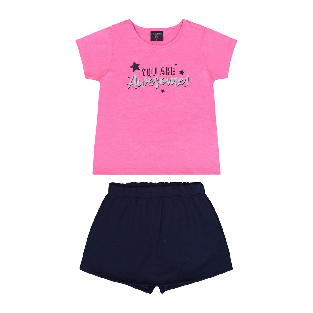 Conjunto com Blusa e Short-saia para Menina Guloseima em Oferta na Shopee