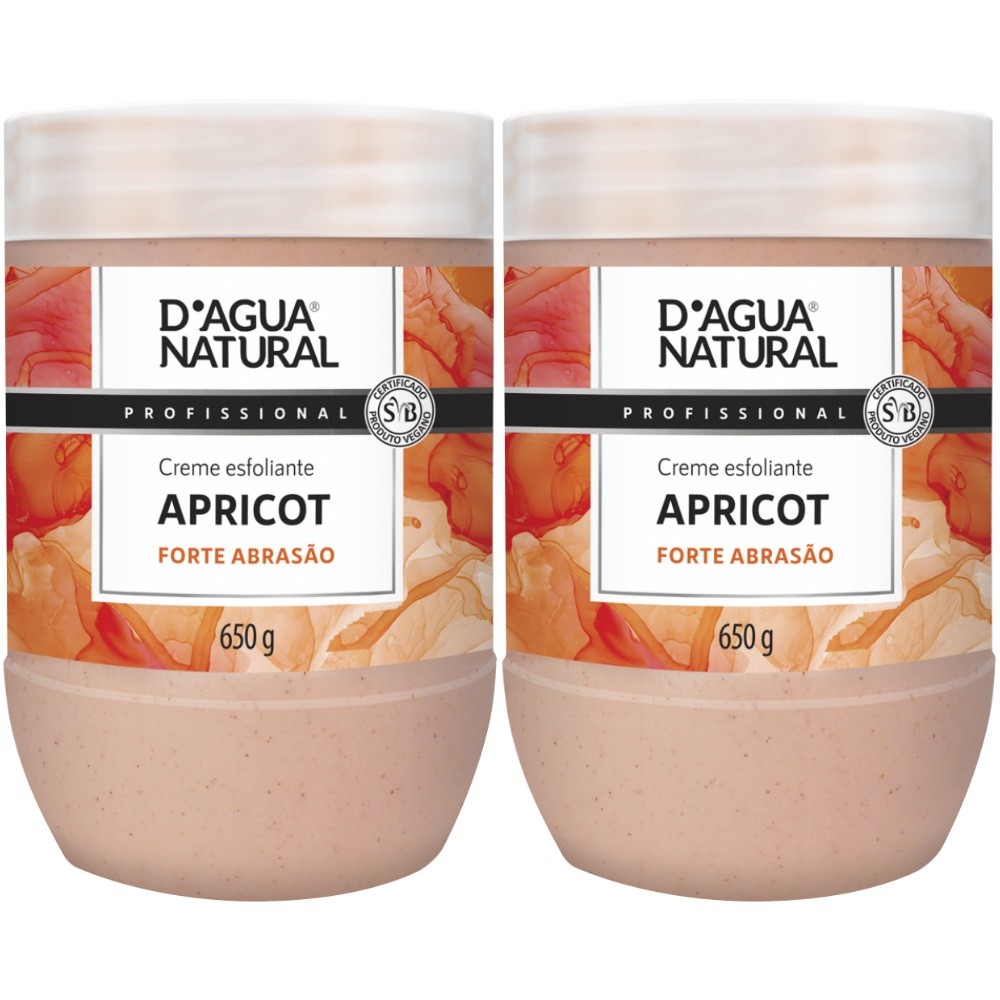 2 Creme Esfoliante Forte Abrasao Apricot 650g D'agua natural