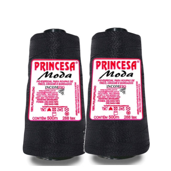 KIT 2 LINHAS - PRINCESA MODA GROSSA PRETA (3521) /  / Crochê / Artesanato / Tranças para cabelo / Incomfio