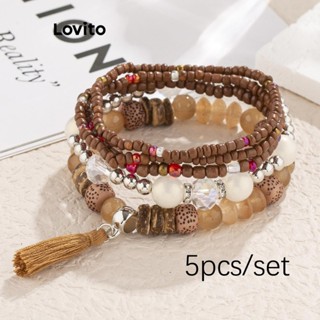 Lovito Pulseira Casual Com Franjas Coloridas Em Bloco Colorido Para Mulheres LCS06138