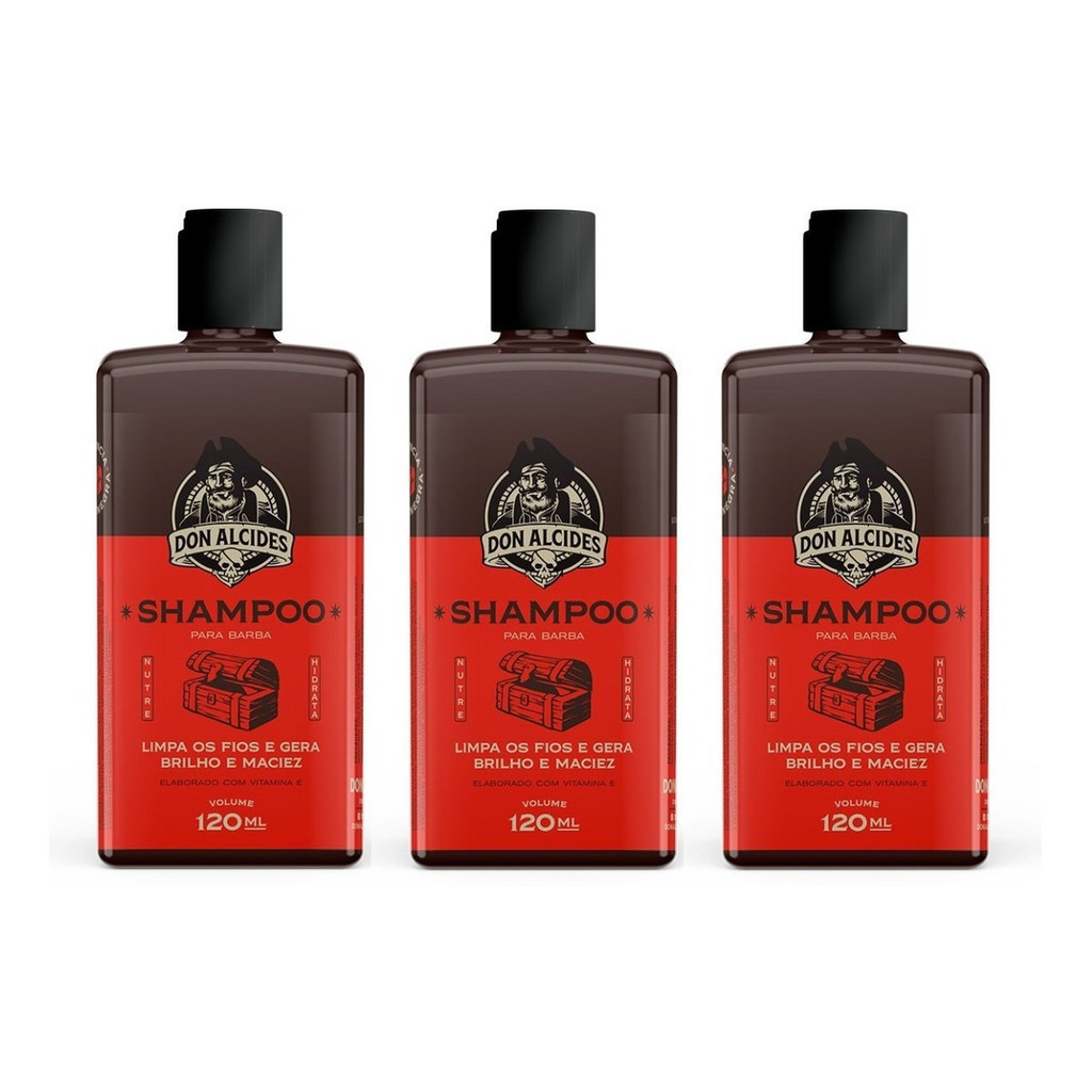 Kit 3x Shampoo Para Barba Barba Negra 120ml Don Alcides