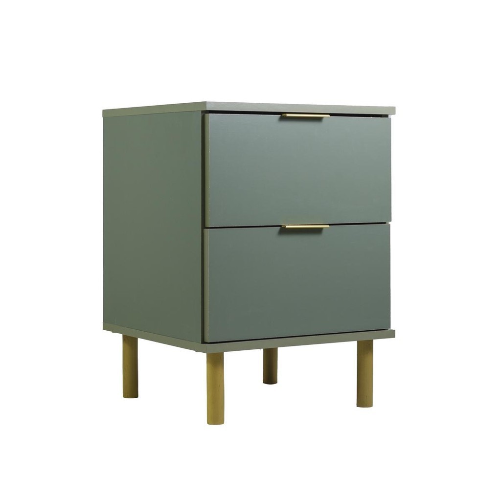 Mesa de Cabeceira Ditália 2 Gavetas DM-125 Verde Oliva em Oferta na Shopee