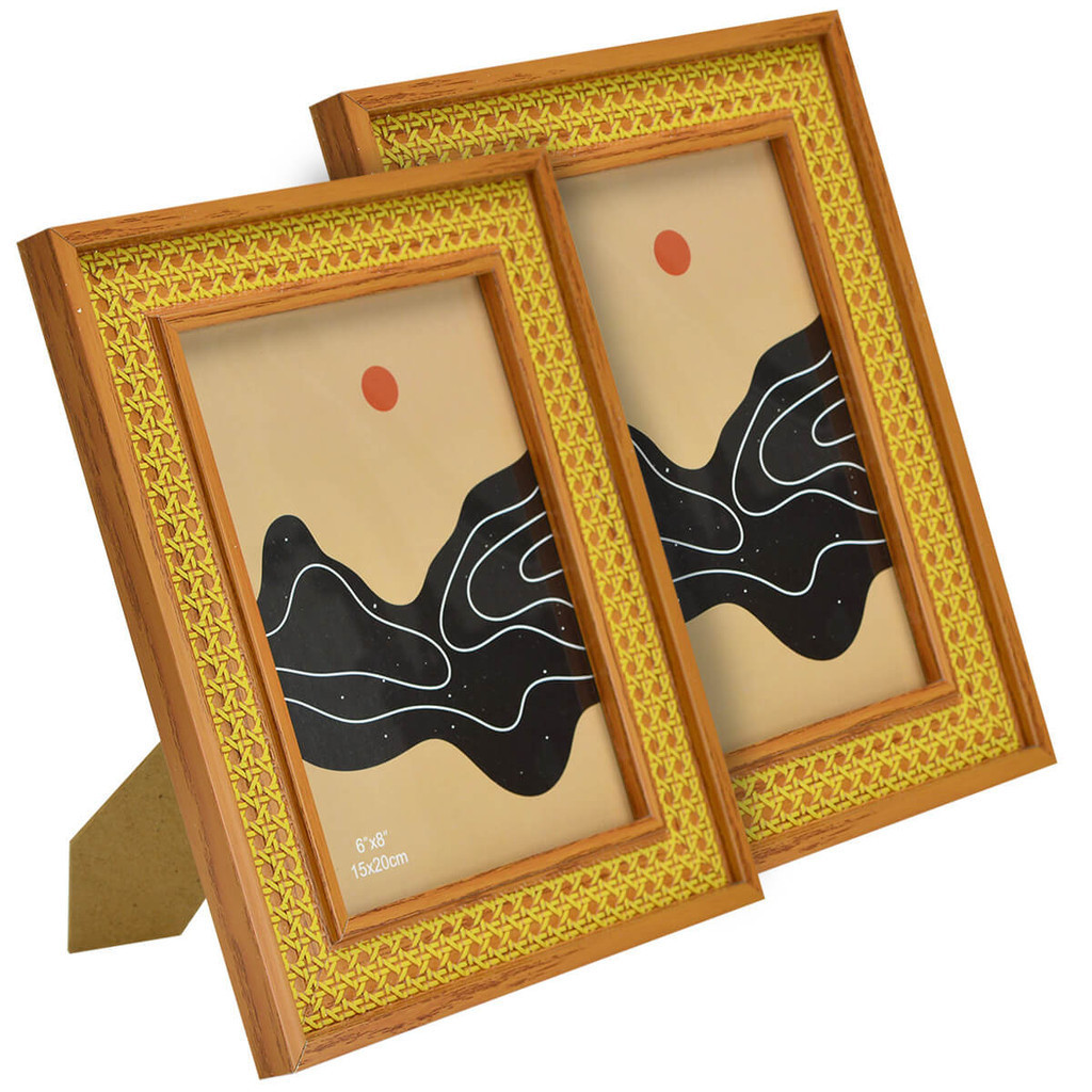 Kit 2 Porta Retrato 15x20cm Vintage Estilo Palha Indiana em Oferta na Shopee