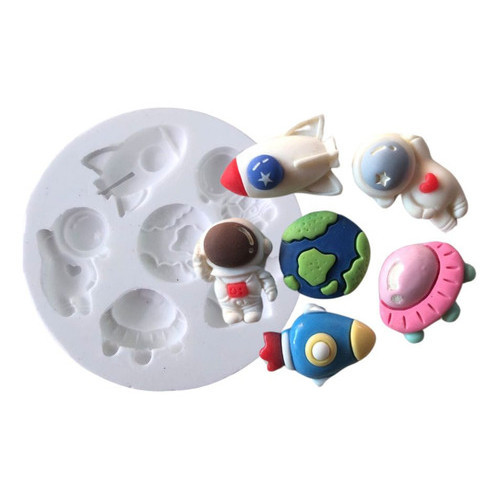 Molde Silicone Astronauta Foguete 2 Apliques Confeitaria em Oferta na Shopee