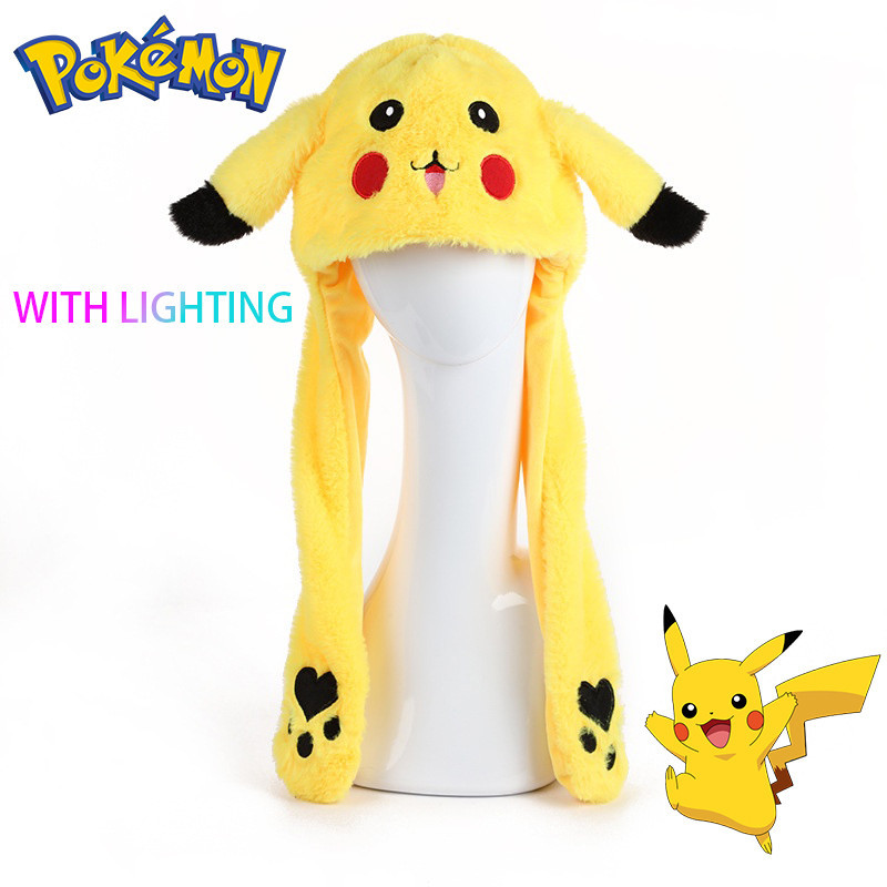 Chapéu De Pelúcia Pokémon Plush Com Orelhas De Coelho Pikachu Emissão De Luz Bonitas Cartoon Flash Presente De Aniversário Para Crianças em Oferta na Shopee