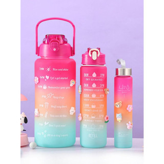 Kit 3 Garrafa Agua Squeeze Galão Com Adesivos Lembretes beber Agua