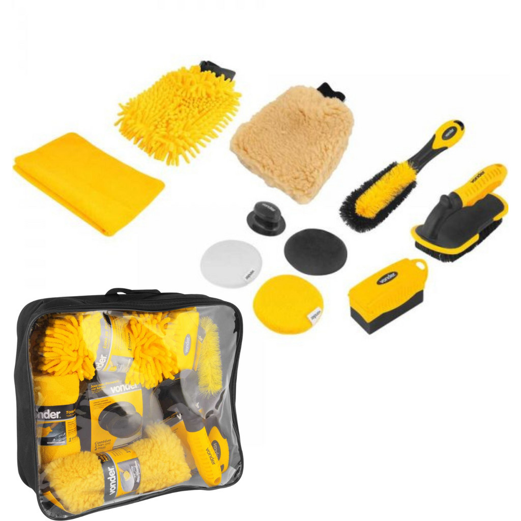 Kit Estética Automotiva Detalhamento Vonder Completo Com 10 peças Limpeza De Carro