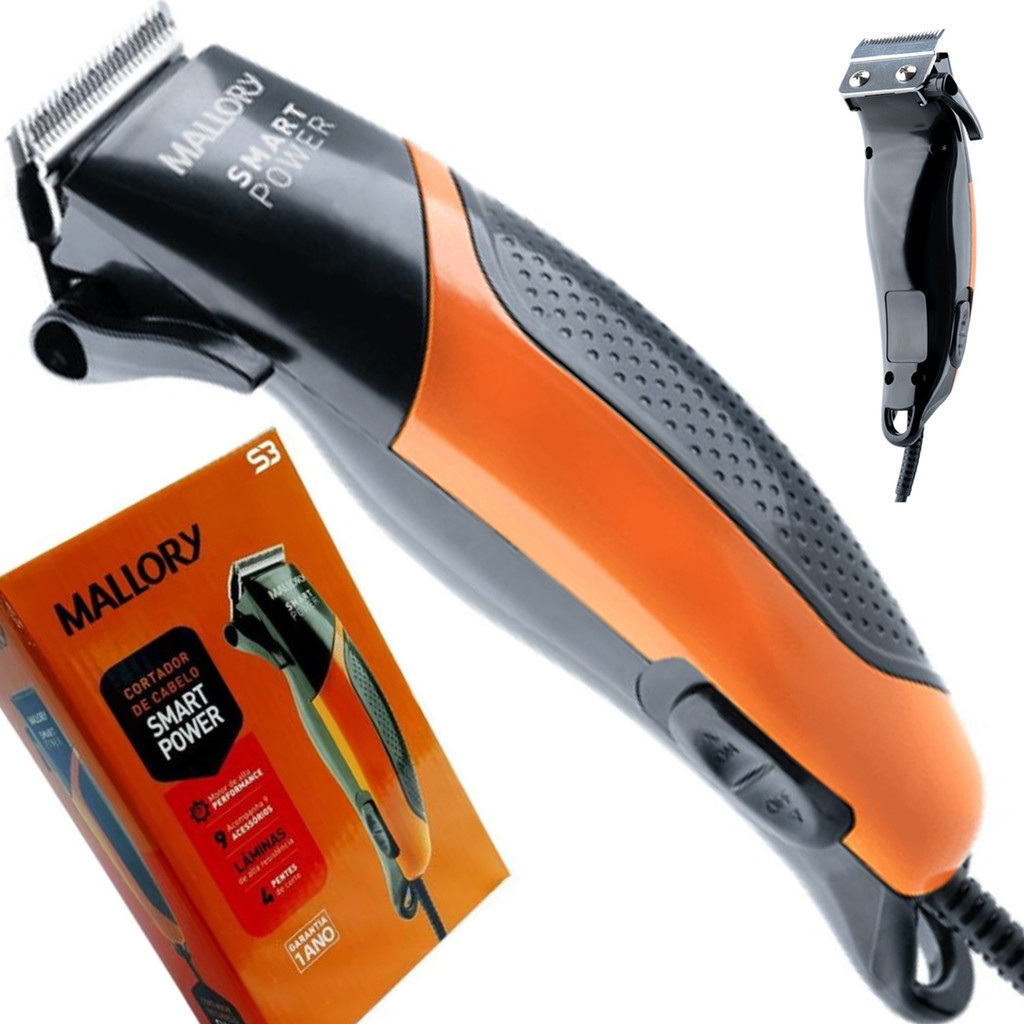 Kit Máquina Cortar Cabelo Barba Mallory 4 pentes Smart Smart Power motor de alta performance