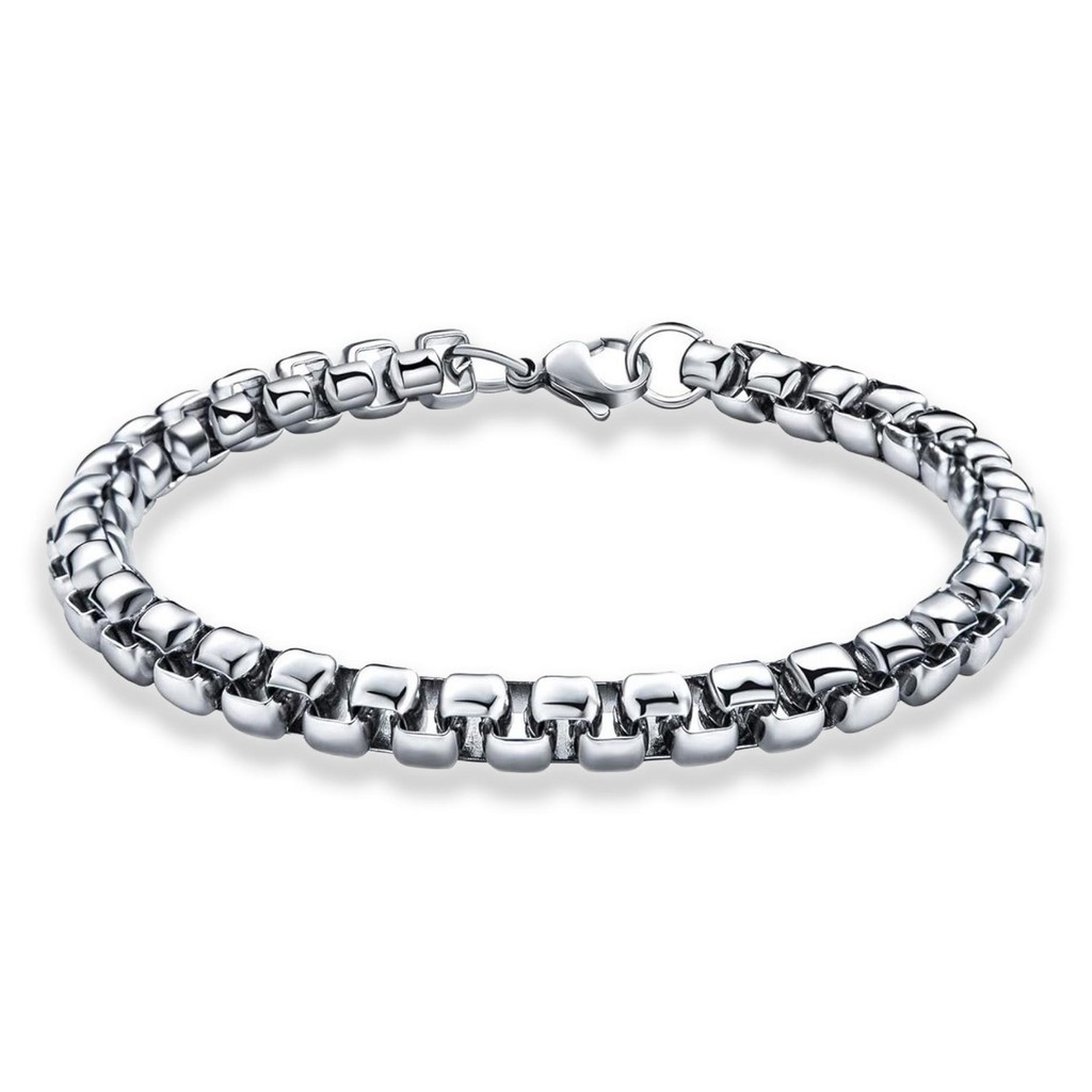 Pulseira Masculina de Aço Inoxidável de Corrente Veneziana cor Prata em Oferta na Shopee