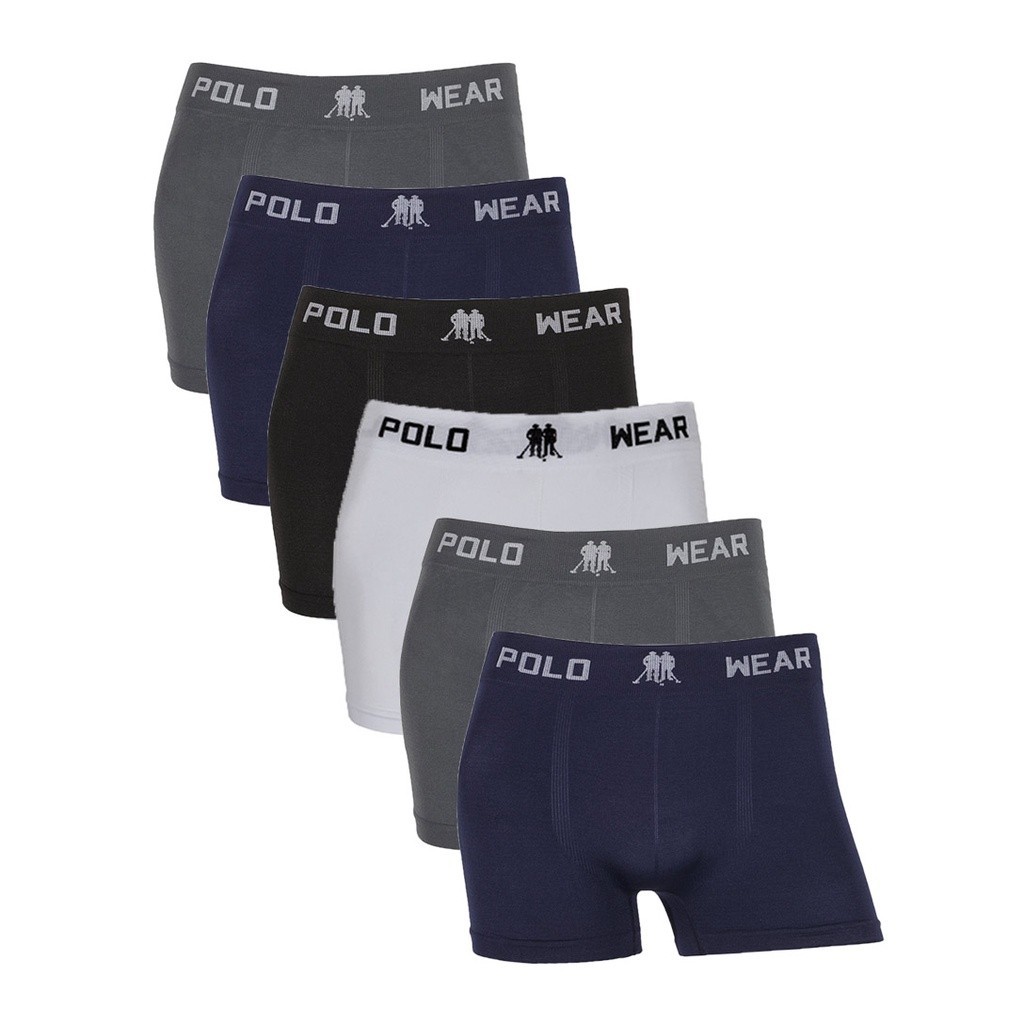 Kit 6 Cuecas Box Microfibra Lisa Sem Costura Polo Wear em Oferta na Shopee