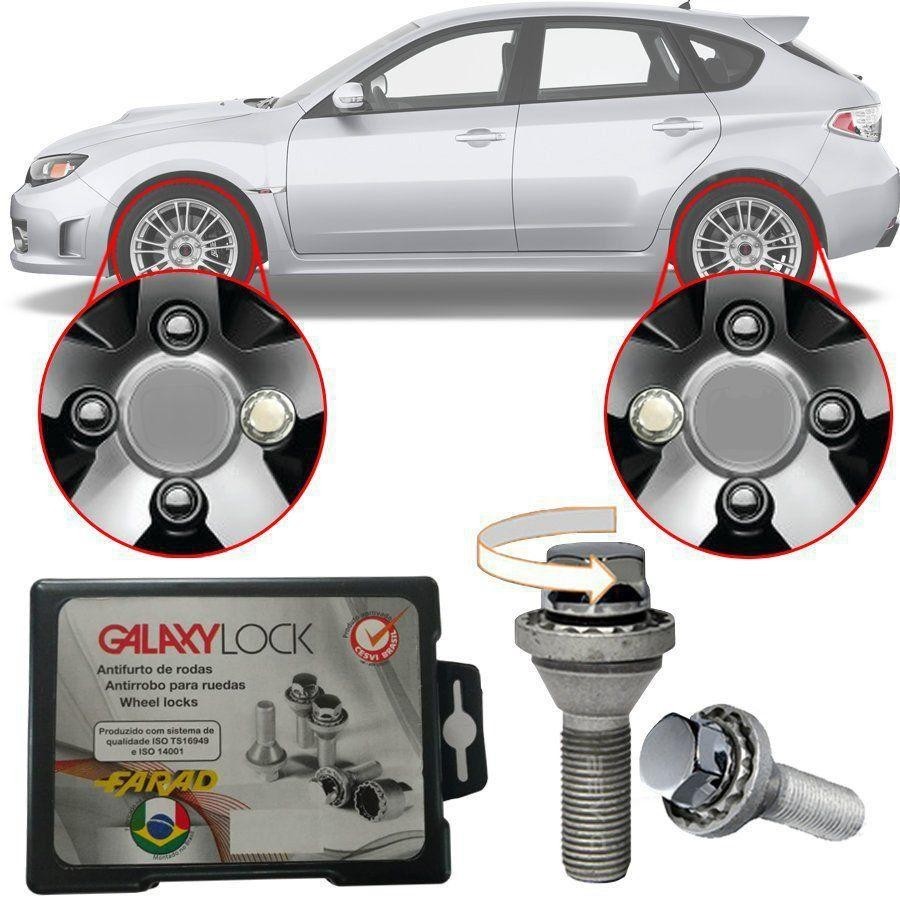 Trava Antifurto Anti Roubo de Roda Parafuso Porca Farad Galaxylock Subaru Impreza Wrx Sti Com Mais de 10.000 Segredos R/M