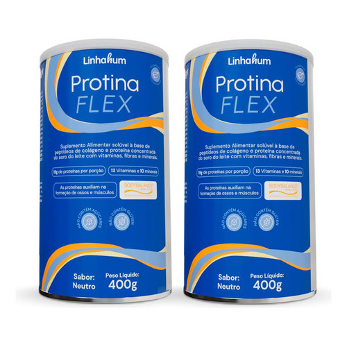 Kit 2 Protina Flex 400g Peptídios Colágeno Whey Protein Linhahum