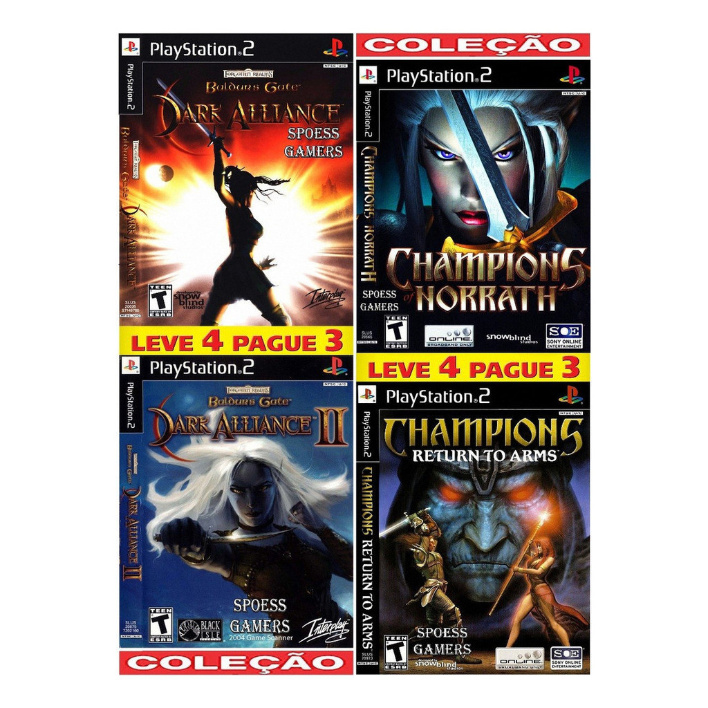 Baldur's Gate + Champions Ps2 Coleção (4 Dvds) Patch