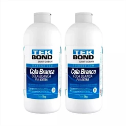 Cola de alta resistencia branca pva extra 1kg - Kit C/ 2