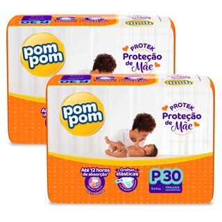 Kit 2 Fraldas Pom Pom Protek Proteção de Mãe Jumbo P com 30un cada em Oferta na Shopee
