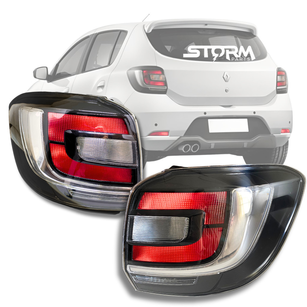 Par de Lanterna sinaleira Freio Traseira Sandero ano 2015 A 2020 Fumê escurecido Authentique Stepway