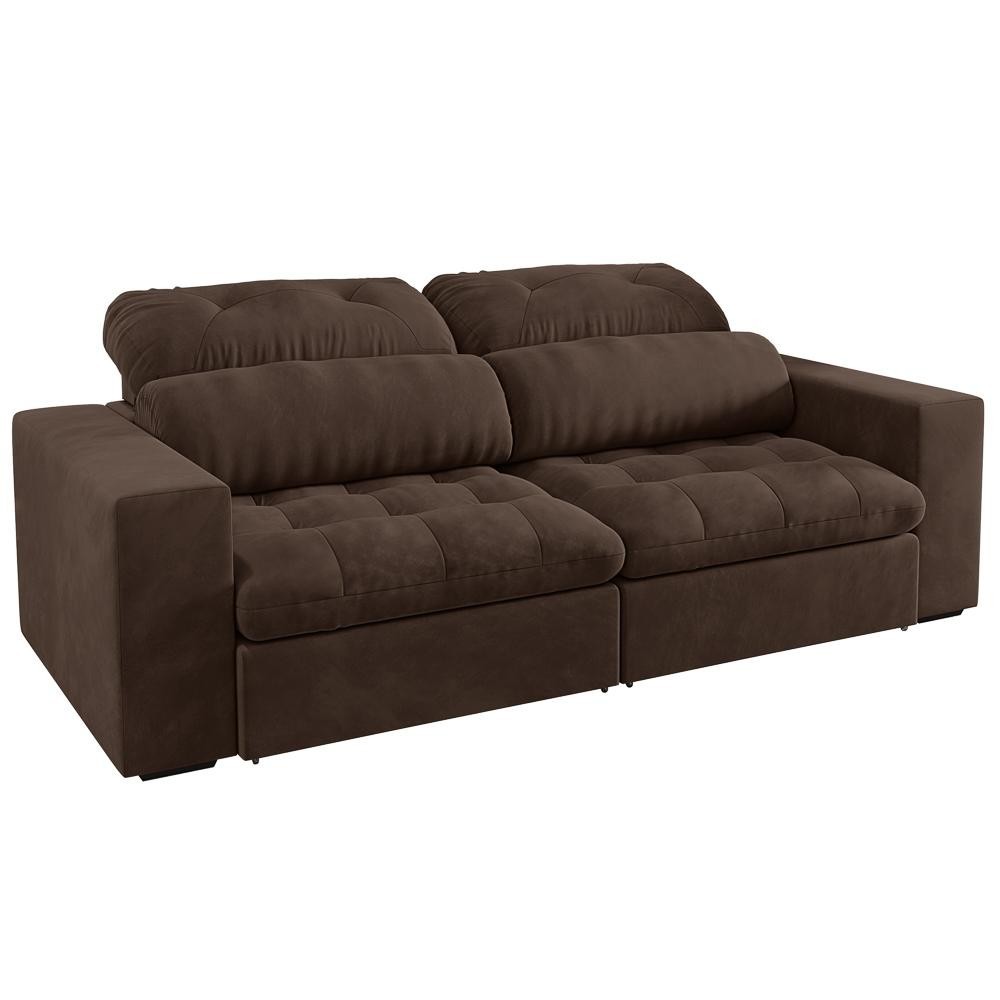 Sofá Retrátil e Reclinável 3 Lugares 200cm Viena A12 Suede Marrom - Mpozenato