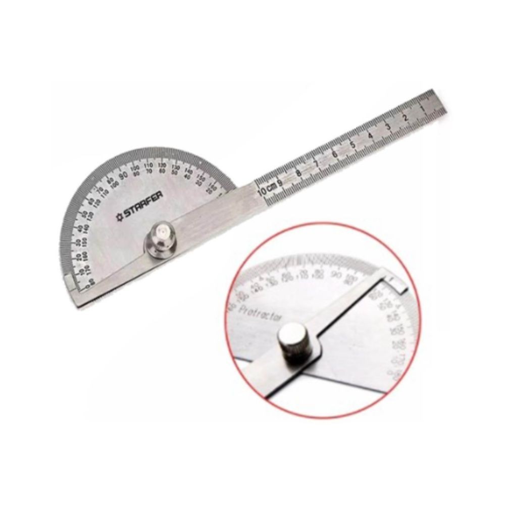 Transferidor de Grau com Régua Aço Inox 180° Graus - Starfer