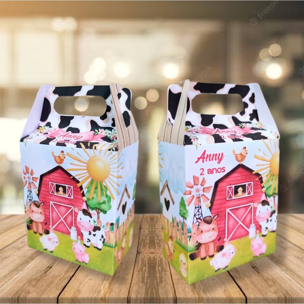 10 Caixinha Surpresa Personalizadas Festa Fazendinha em Oferta na Shopee