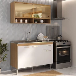 Kit Armário Cozinha Compacta 120cm com Balcão para Pia Paris Multimóveis MP2232